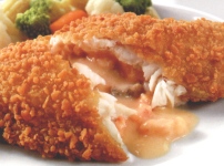 Breaded Plaice with Prawn, Mushroom and Wine Sauce